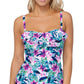 Island Escape Women's Printed Tankini Top Swimsuit White Size 16