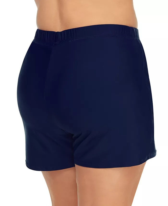 Island Escape Women's Plus Tummy Control Swim Skirt Swimsuit Blue Size 20W