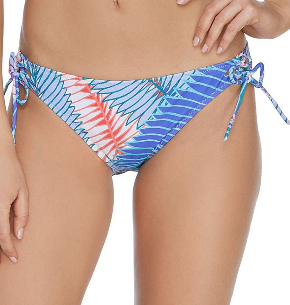 Raisins Junior's Printed Puerto Palm Sweet Side Bikini Bottoms Swimsuit Blue Size Medium