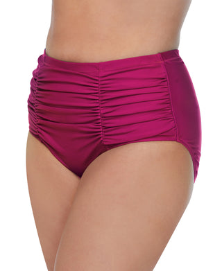 Raisins Curve Women's Dicante Solid Costa High Waist Bikini Bottom Swimsuit Pink Size 14W