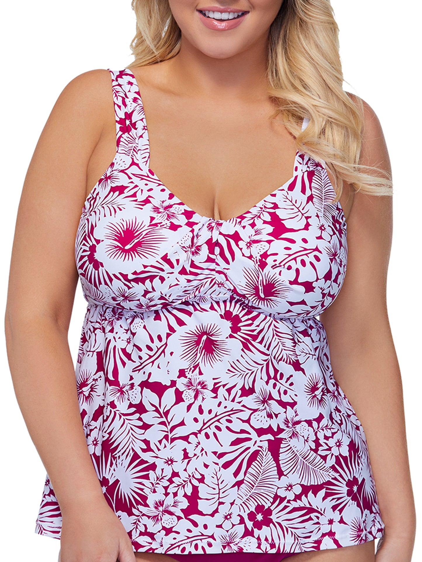 Raisins Curve Women's Making Waves Rimini Underwire Tankini Top Pink Size 16W