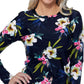 Island Escape Women's Tahiti Beach Printed Rash Guard Swimsuit Black Size Small