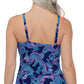Island Escape Women's Printed Stretch Square Neck Adjustable Racerback Sea Breeze Tankini Swimsuit Top Blue Size 6