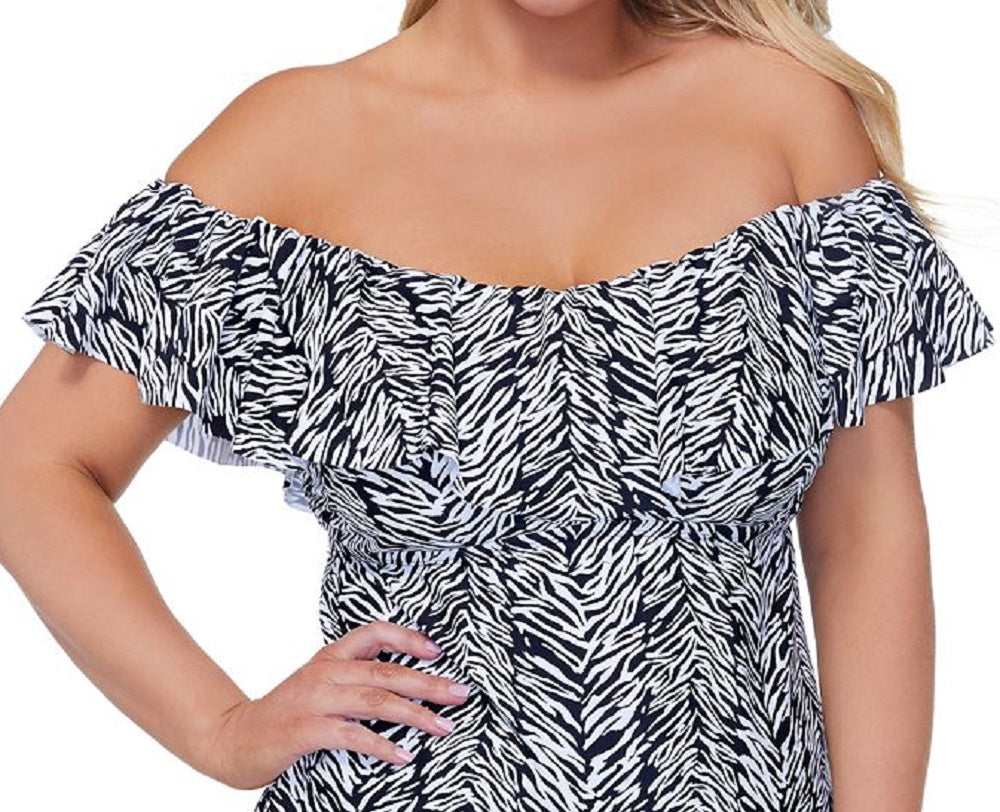 Island Escape Women's La Flor Tankini Swimsuit Black Size 18W