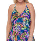 Island Escape Women's V Neck Adjustable Underwire Tankini Swimsuit Top Black Size 22W