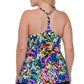 Island Escape Women's V Neck Adjustable Underwire Tankini Swimsuit Top Black Size 22W