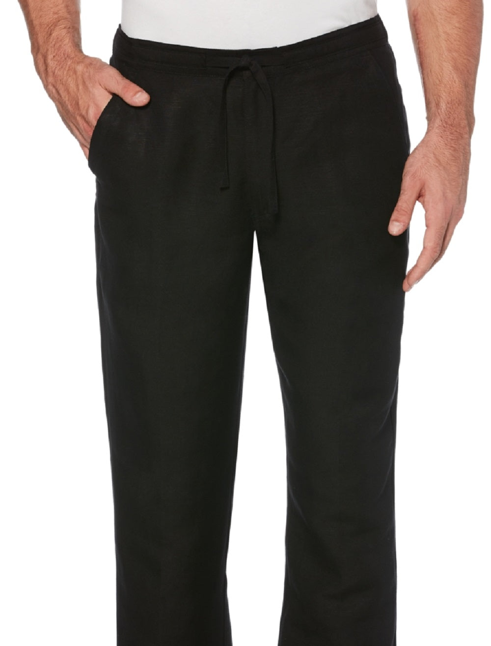 Cubavera Men's Solid Linen Blend Drawstring Pants Black Size X-Large