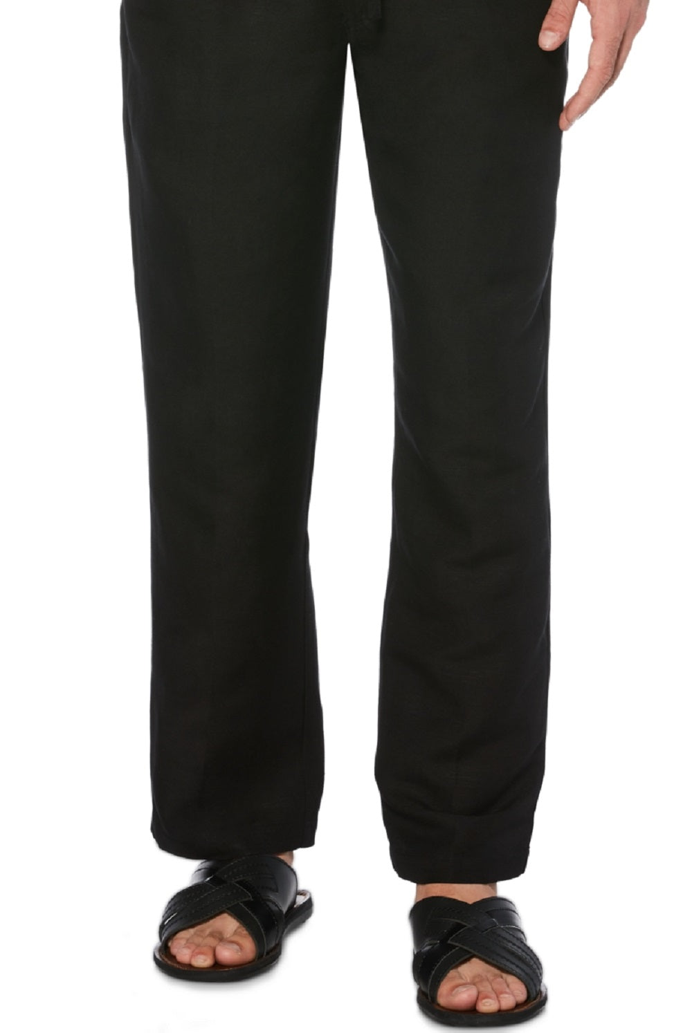 Cubavera Men's Solid Linen Blend Drawstring Pants Black Size X-Large