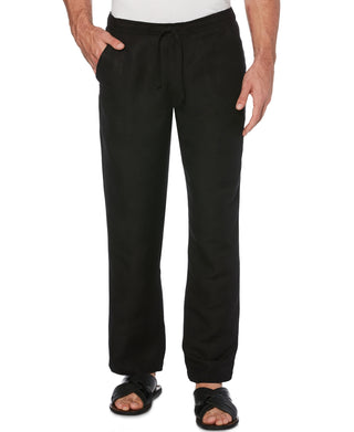 Cubavera Men's Solid Linen Blend Drawstring Pants Black Size X-Large