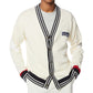 Perry Ellis Men's Eagle Patch Cardigan Sweater White Size X-Large