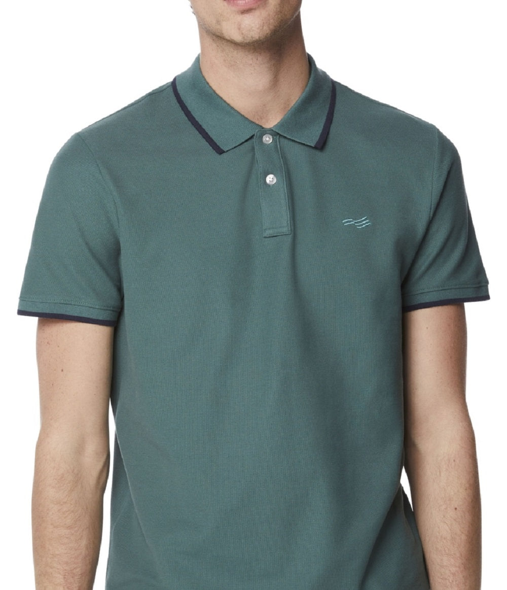 Perry Ellis Men's Tipped Collar Solid Polo Shirt Green Size Large