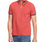 Perry Ellis Men's Tipped Collar Solid Polo Shirt Red Size Small