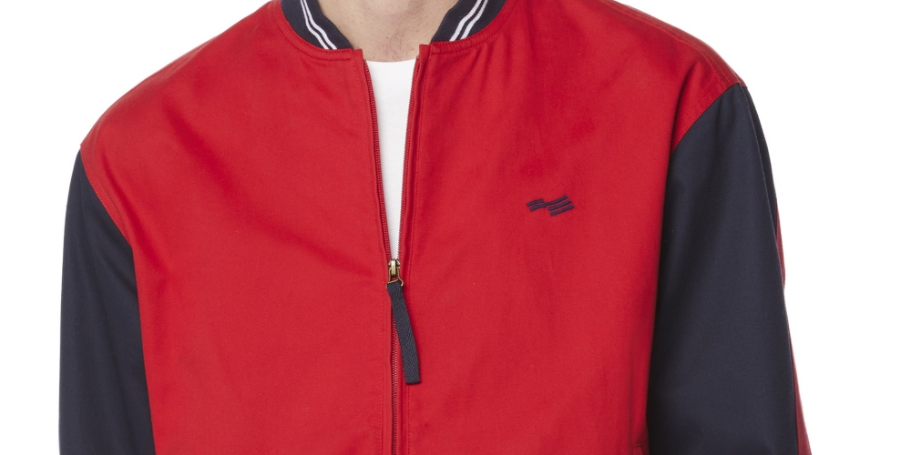 Perry Ellis Men's Logo Bomber Jacket Red Size Medium