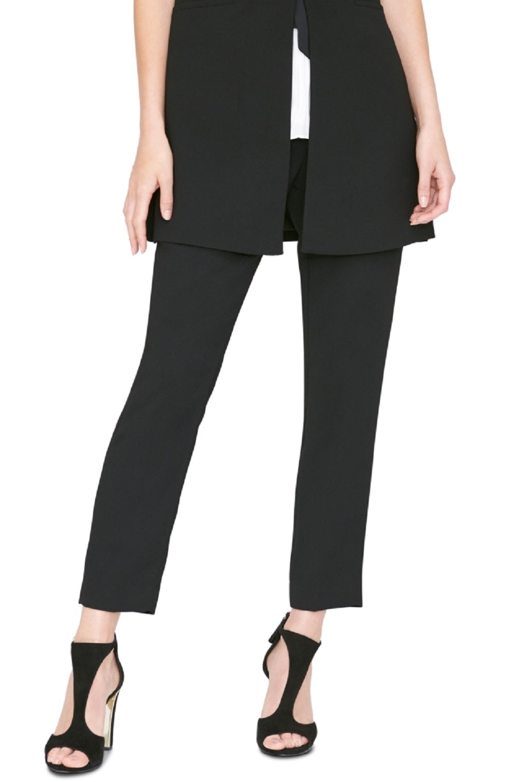 DKNY Women's Sleeveless Lapel Vest Black Size 8