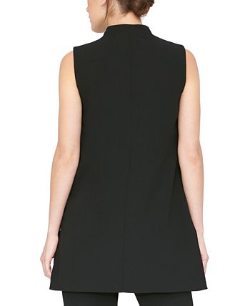 DKNY Women's Sleeveless Lapel Vest Black Size 2