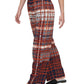 DKNY Women's Plaid Wide Leg Pants Brown Size Small