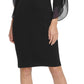 DKNY Women's Sheath With 3/4 Chiffon Sleeves Black Size 10