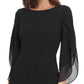 DKNY Women's Sheath With 3/4 Chiffon Sleeves Black Size 10