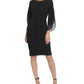 DKNY Women's Sheath With 3/4 Chiffon Sleeves Black Size 10