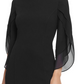 DKNY Women's Sheath With 3/4 Chiffon Sleeves Black Size 10