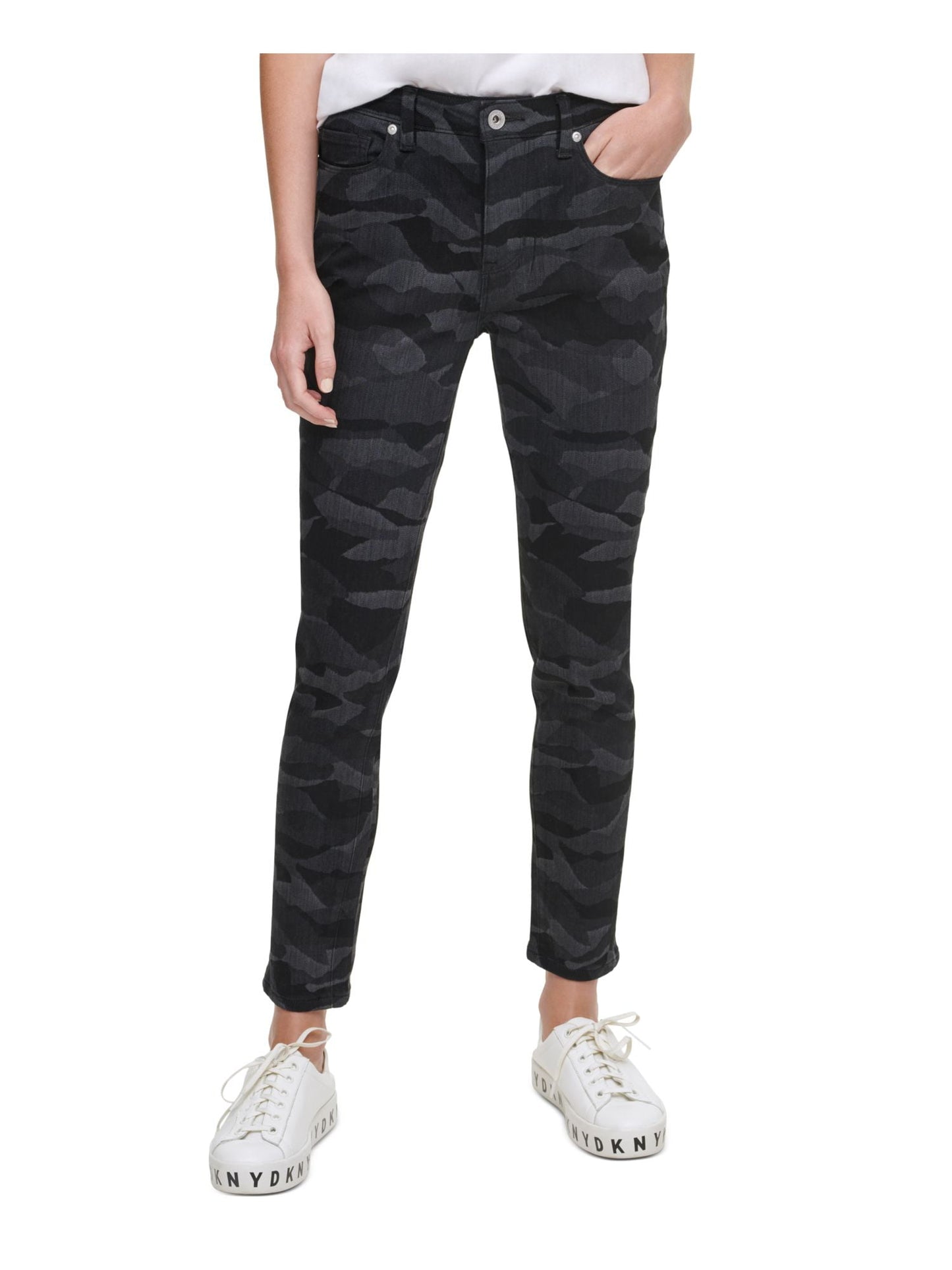 DKNY Women's Camouflage Skinny Pants Black Size 27