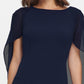 DKNY Women's Sheath With Chiffon Split Sleeves Blue Size 6