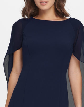 DKNY Women's Sheath With Chiffon Split Sleeves Blue Size 6