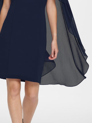 DKNY Women's Sheath With Chiffon Split Sleeves Blue Size 6