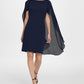 DKNY Women's Sheath With Chiffon Split Sleeves Blue Size 6