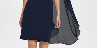 DKNY Women's Sheath With Chiffon Split Sleeves Blue Size 6