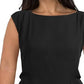 DKNY Women's Boatneck Cap Sleeve Blouse Black Size Medium