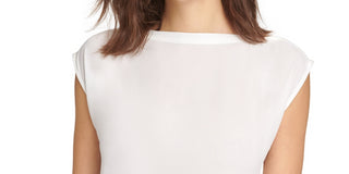DKNY Women's Boatneck Cap Sleeve Blouse Black Size Medium