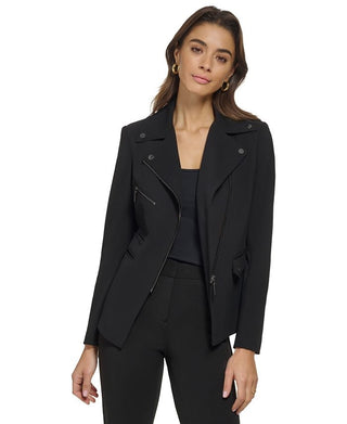 DKNY Women's Soft Notched Collar Utility Jacket Black Size M