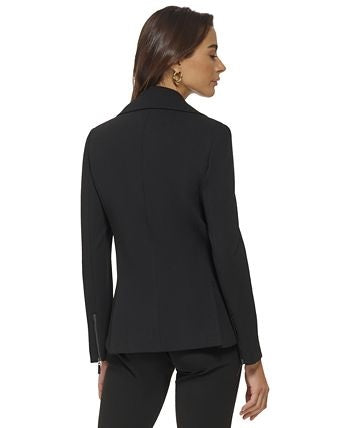 DKNY Women's Soft Notched Collar Utility Jacket Black Size M