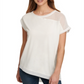 DKNY Women's Mixed Media Top White Size X-Small