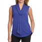 DKNY Women's Sleeveless Tie Neck Keyhole Back Blouse Blue Size Large