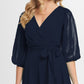 DKNY Women's Balloon Sleeve Faux Wrap Dress Blue Size 14