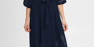 DKNY Women's Balloon Sleeve Faux Wrap Dress Blue Size 14