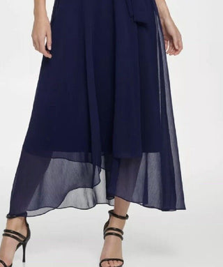 DKNY Women's Belted Puff Sleeve Dress Blue Size 2