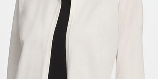 DKNY Women's Ruffled 3/4 Sleeve Open Cardigan Sweater White Size Large