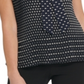 DKNY Women's Dot Print Pleated Tie-Neck Top Blue