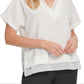 DKNY Women's V Neck Chiffon Trim Top White Size X-Small