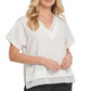 DKNY Women's V Neck Chiffon Trim Top White Size X-Small
