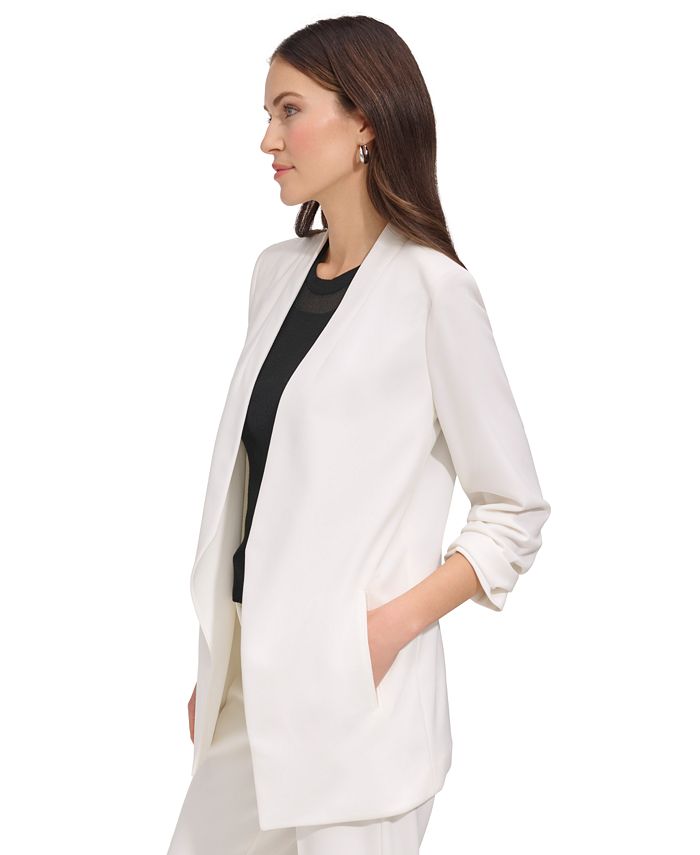 DKNY Women's Essential Open Front Jacket White Size Large