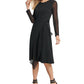 DKNY Women's Sheer Sleeve Asymmetrical Hem Dress Black Size X-Large