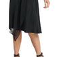 DKNY Women's Sheer Sleeve Asymmetrical Hem Dress Black Size X-Large