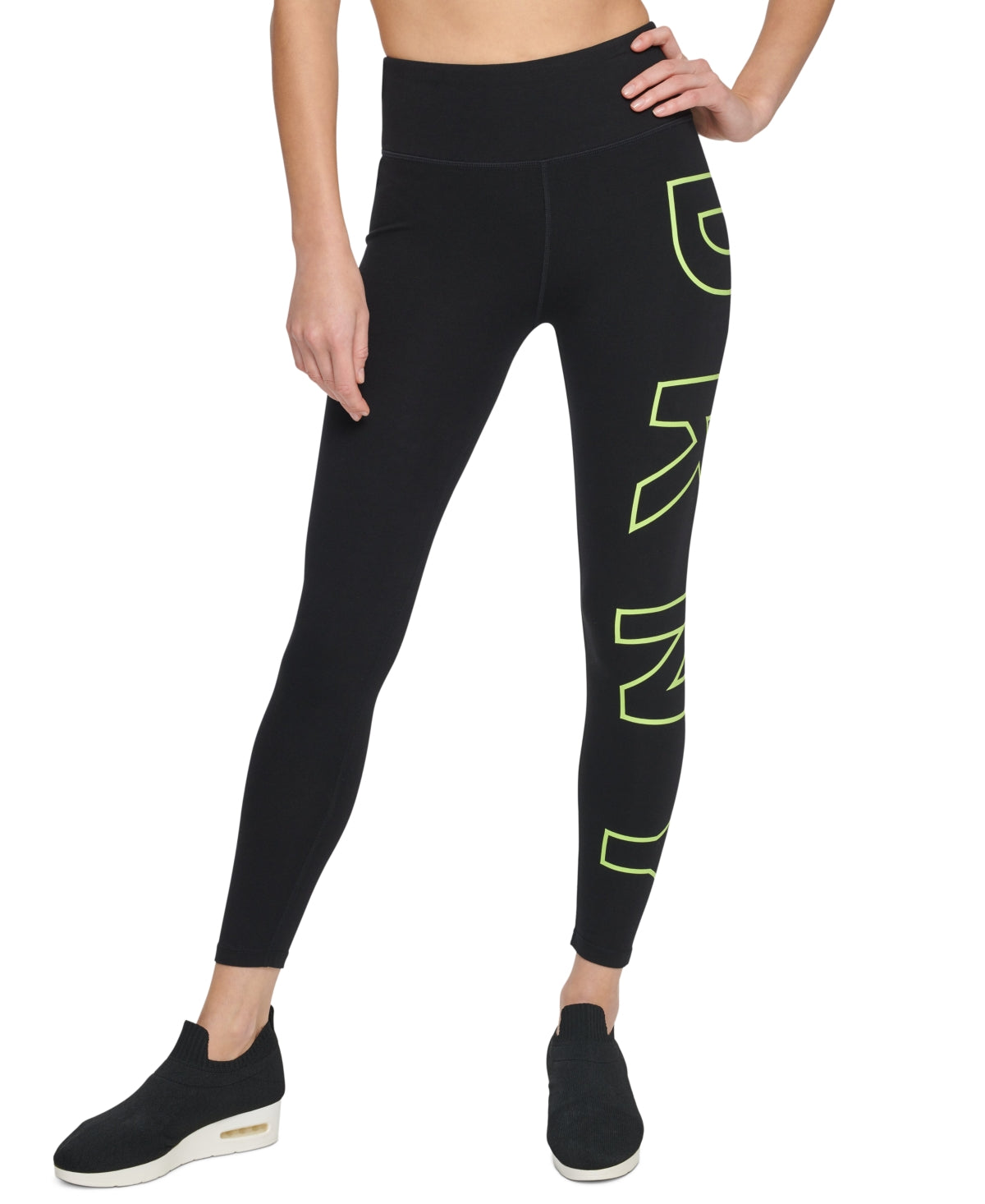 DKNY Women's High Waist Logo Leggings Yellow Size X-Small