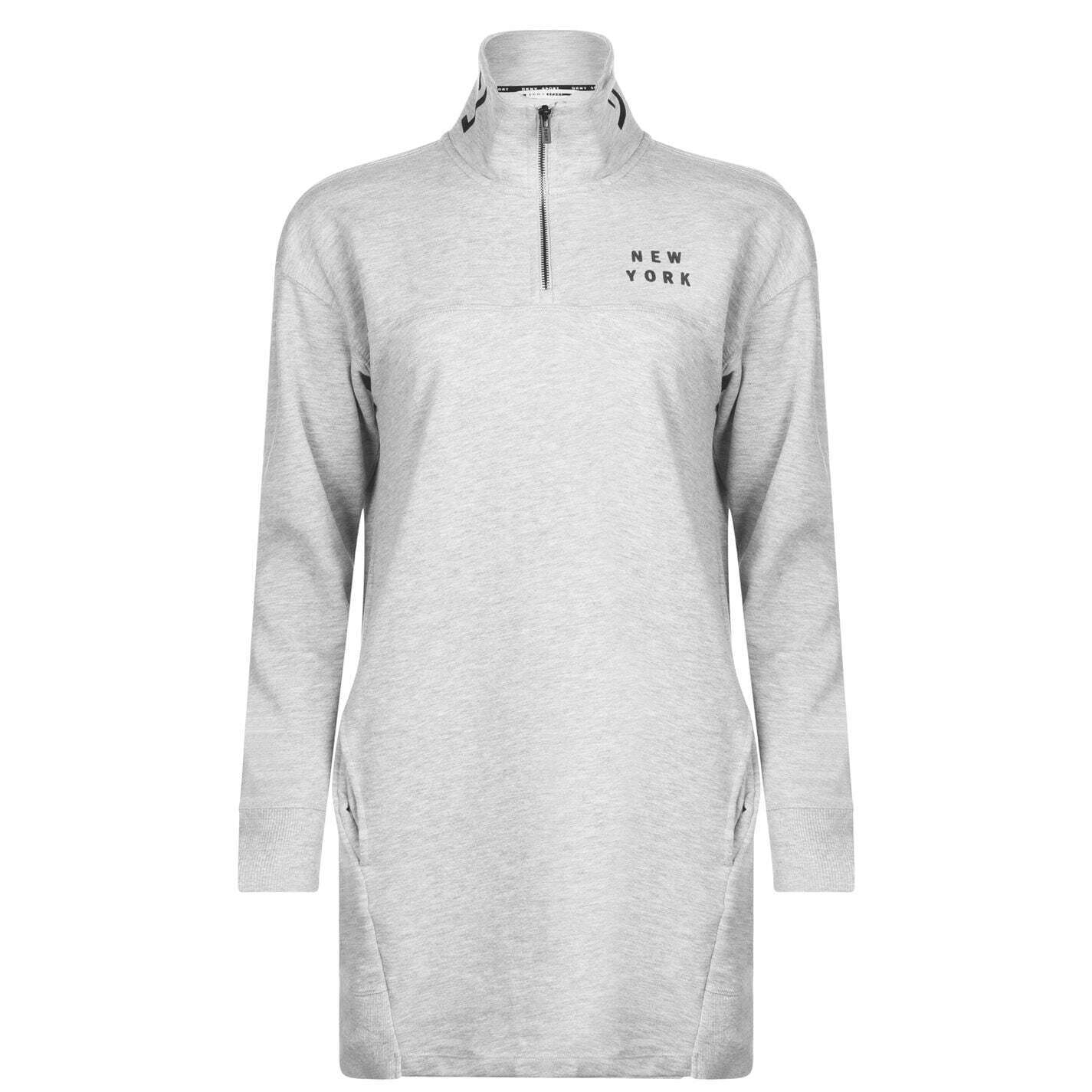 DKNY Women's Sport Half Zip Logo Dress Gray Size Large