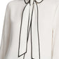 DKNY Women's Piped Trim Button Up Blouse White Size X-Large