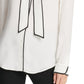 DKNY Women's Piped Trim Button Up Blouse White Size X-Large